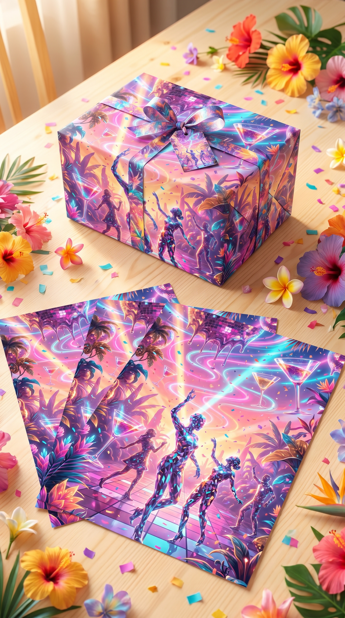 Lustiges Geschenkpapier Set 5 Bögen Discoqueen - witziges Motiv zum Geburtstag