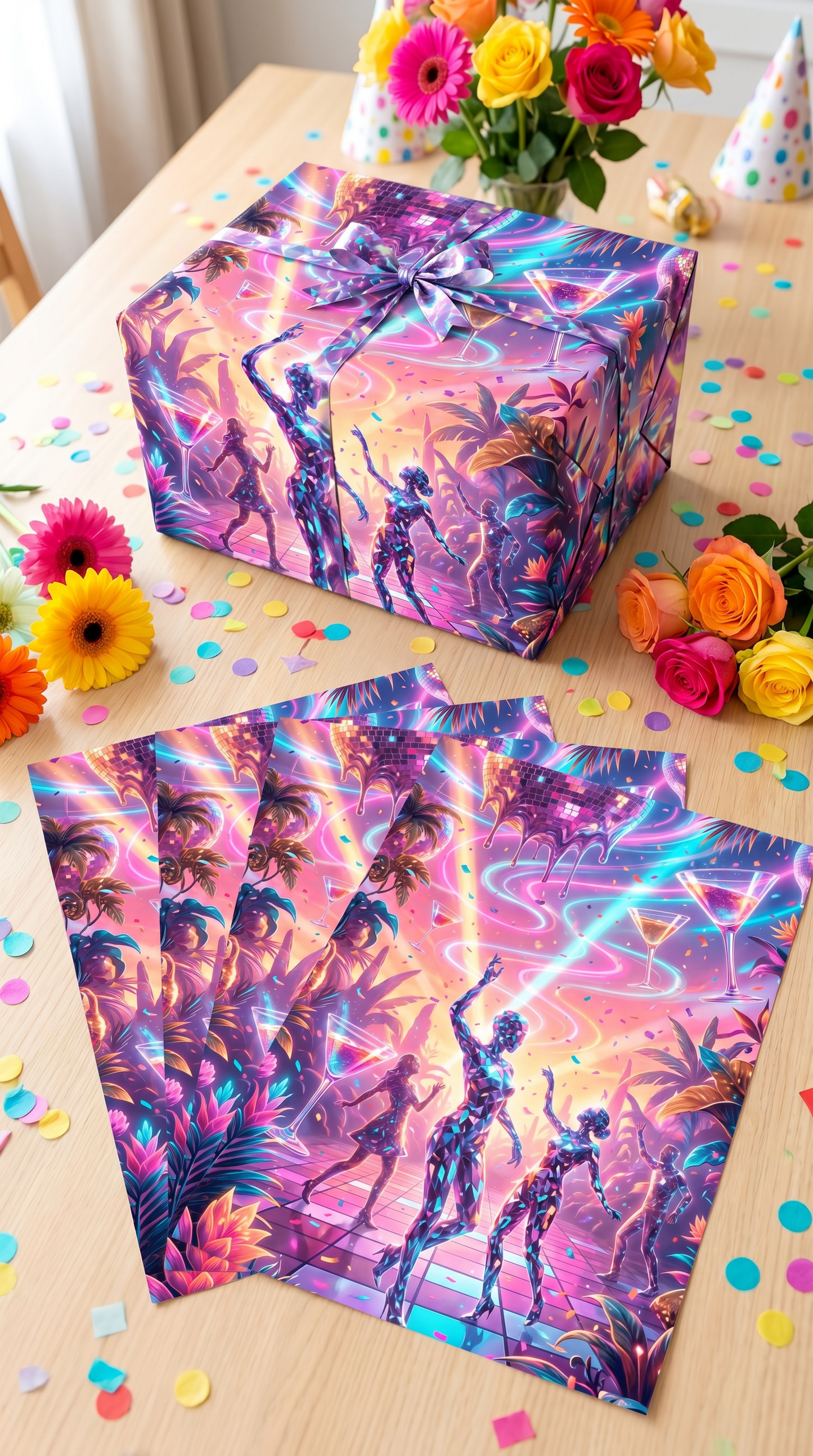 Lustiges Geschenkpapier Set 5 Bögen Discoqueen - witziges Motiv zum Geburtstag