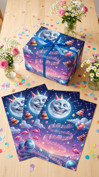 Lustiges Geschenkpapier Set 5 Bögen PARTY night - witziges Motiv zum Geburtstag