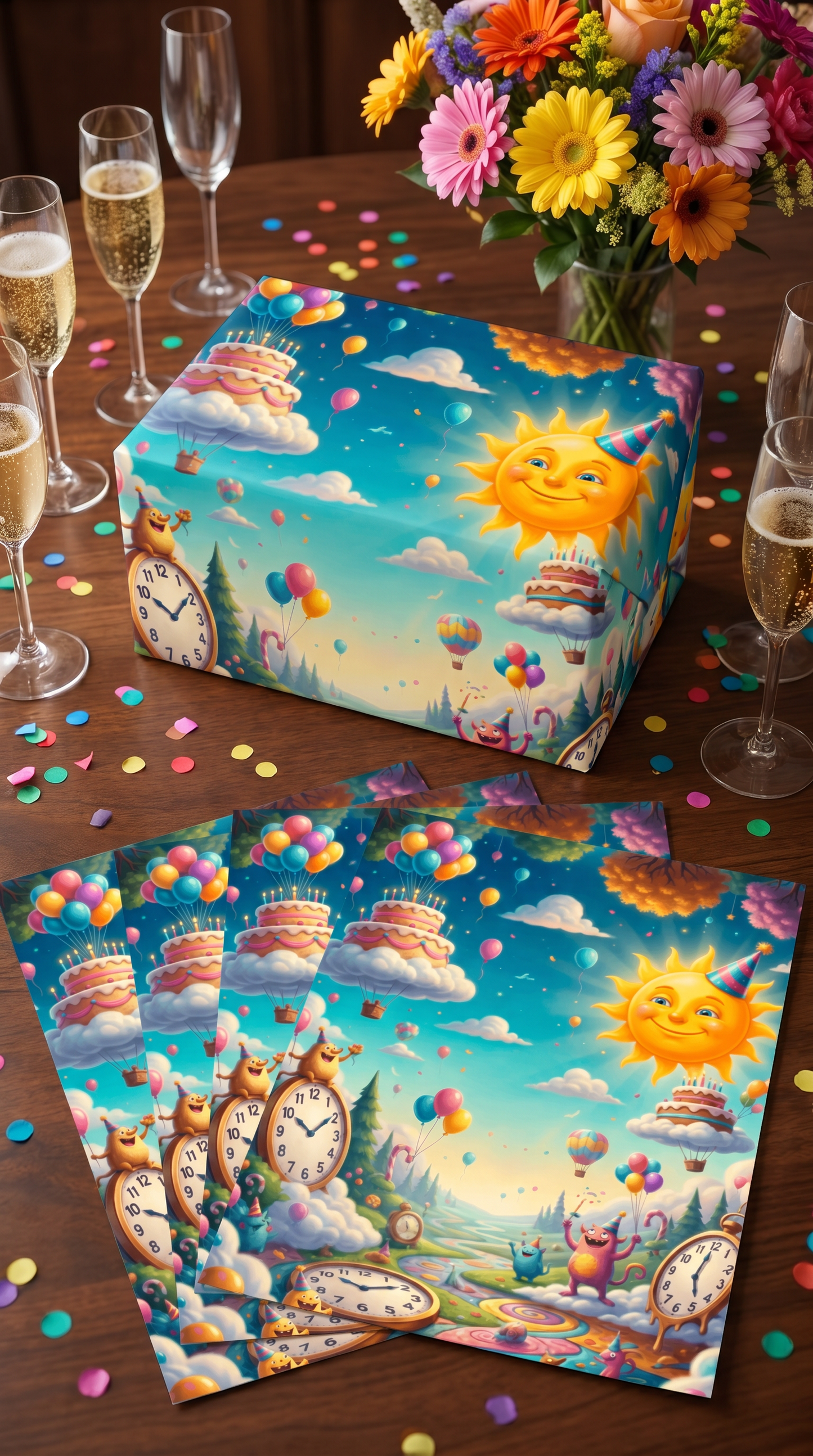 Lustiges Geschenkpapier Set 5 Bögen Lebensfreude 2 - witziges Motiv zum Geburtstag