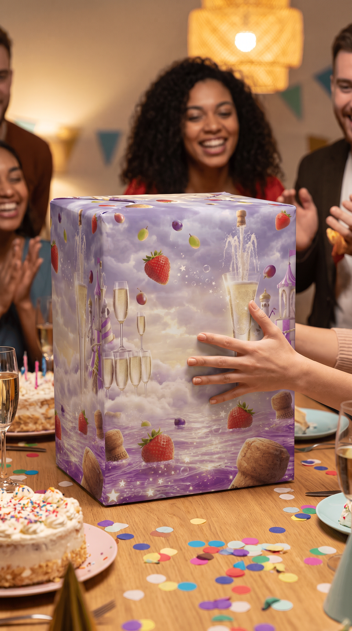 Lustiges Geschenkpapier 1 Bogen Prosecco - witziges Motiv zum Geburtstag
