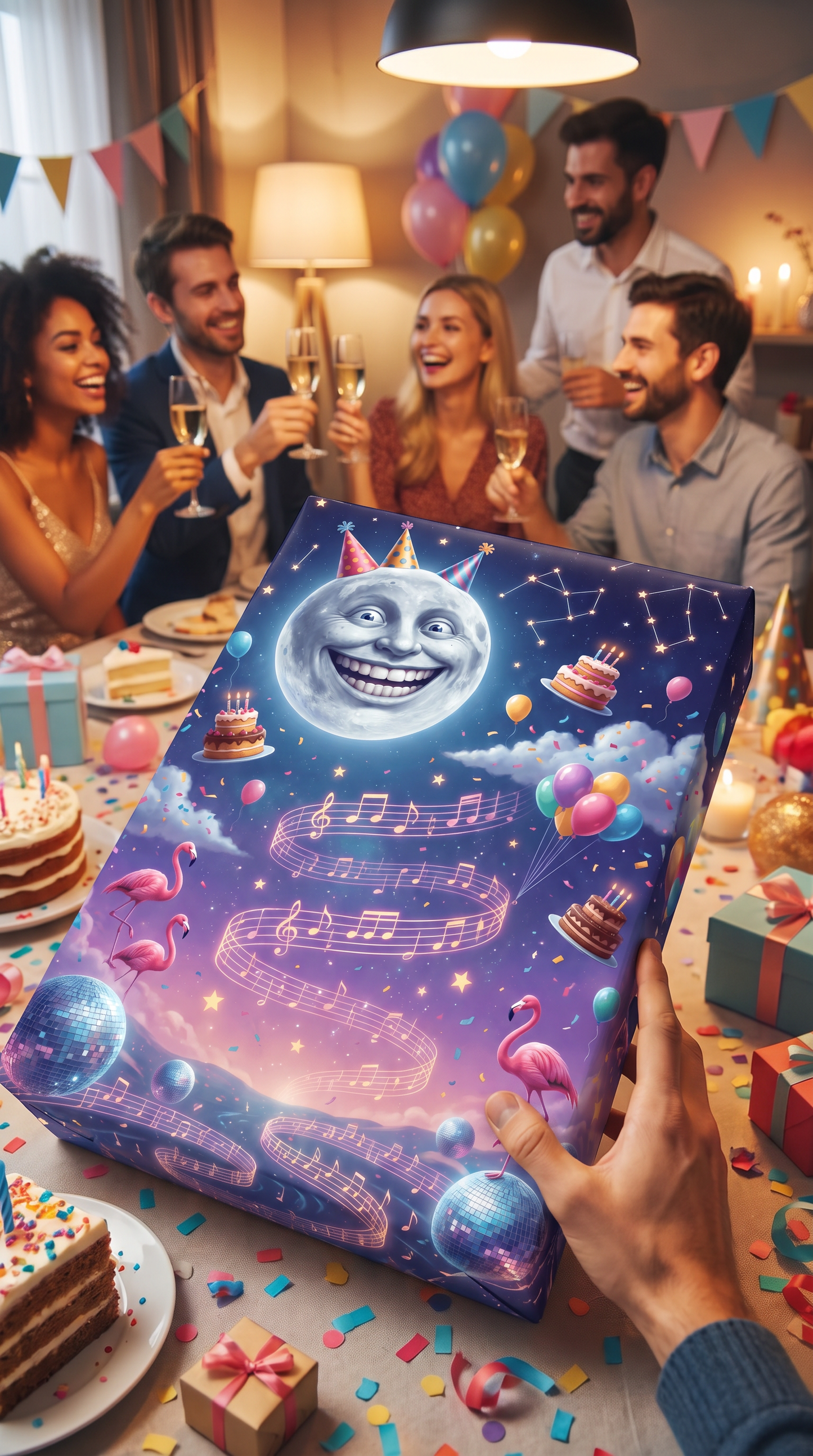 Lustiges Geschenkpapier 1 Bogen PARTY night - witziges Motiv zum Geburtstag
