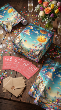 Geschenkpapier 3er Set Lebensfreude 2, Geschenkverpackung DIN A2; Geburtstags-Karte mit Umschlag braun
