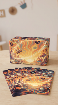 Geschenkpapier 70er Jahre Psychedelic Retro | Premium DIN A2 Bögen – Vinyl, Disco & Kassetten Motiv