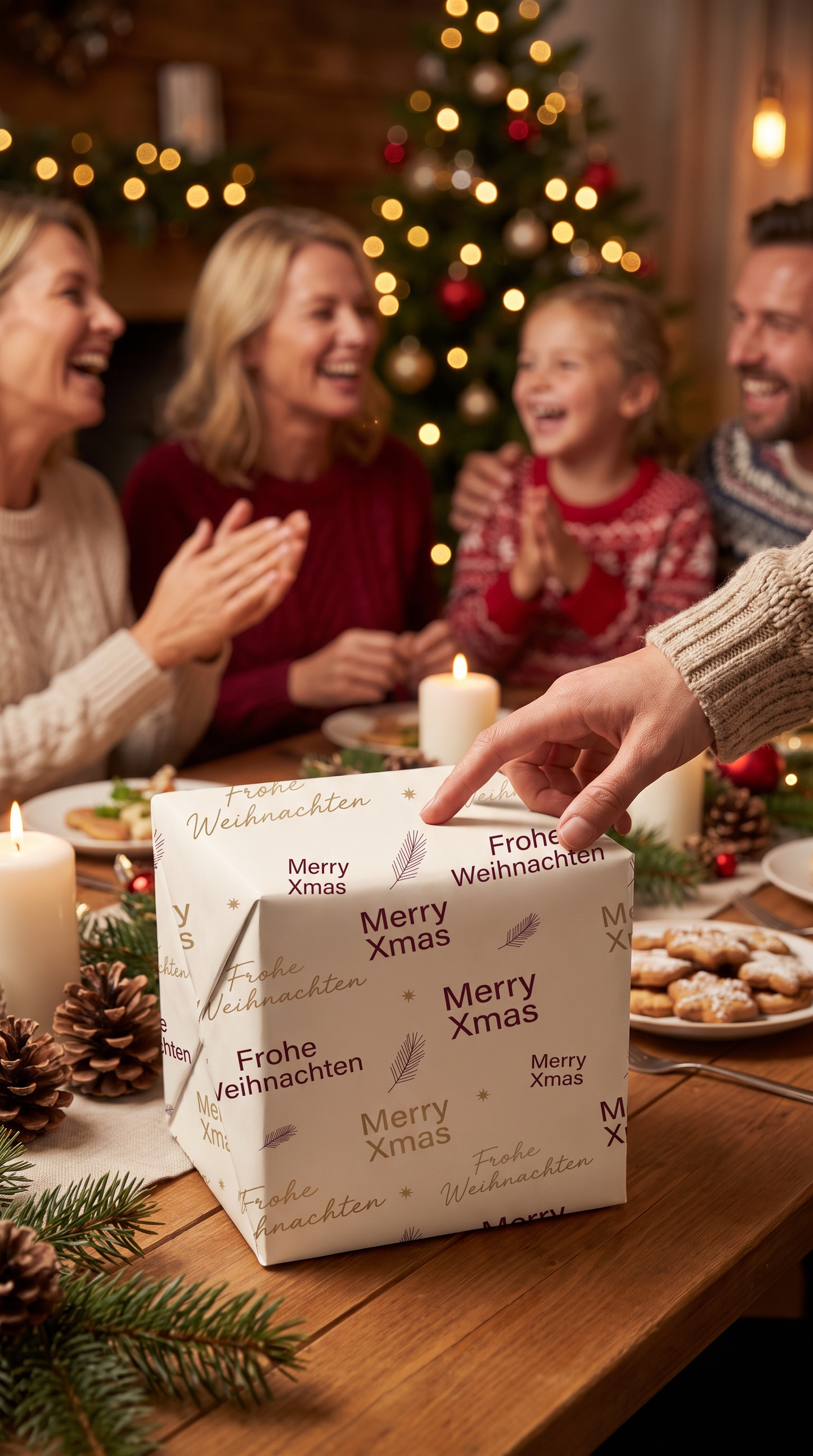 Elegantes Geschenkpapier Weihnachten 1 Bogen Elegante Typographie  - Motiv für Weihnachten