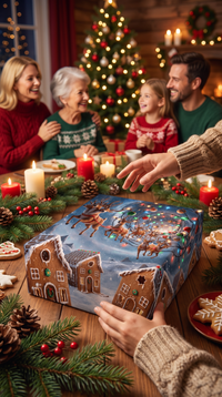 Süßes Geschenkpapier Weihnachten 1 Bogen Knusperhäuschen - Motiv für Weihnachten