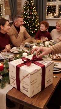 Elegantes Geschenkpapier Weihnachten 1 Bogen Elegante Typographie  - Motiv für Weihnachten