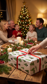 Liebevolles Geschenkpapier Weihnachten 1 Bogen Tannenbaum - süßes Motiv für Weihnachten