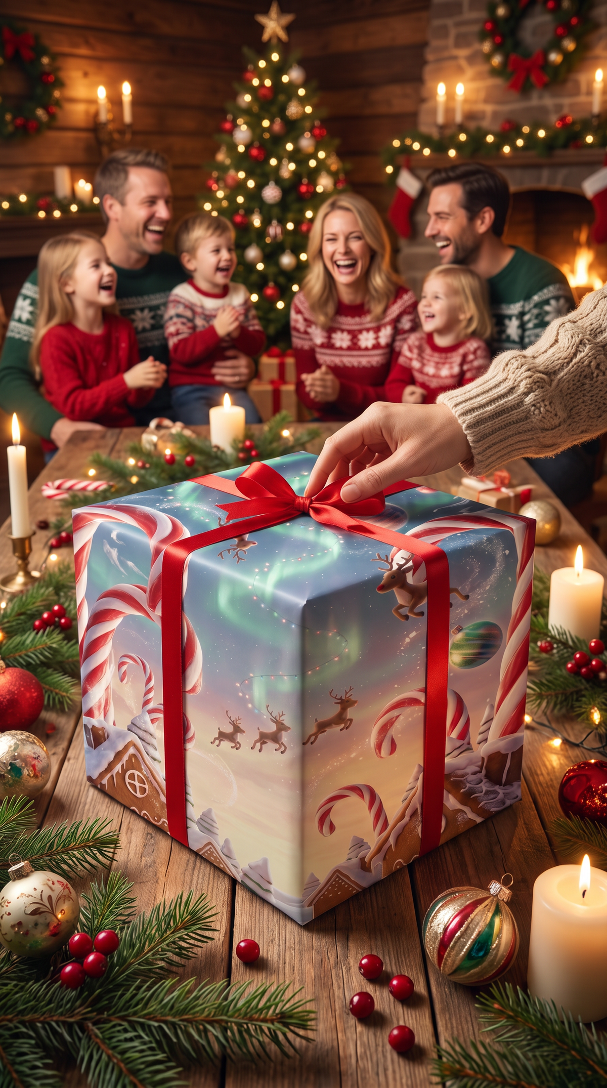 Tolles Geschenkpapier Weihnachten 1 Bogen Nordlichter - Motiv für Weihnachten