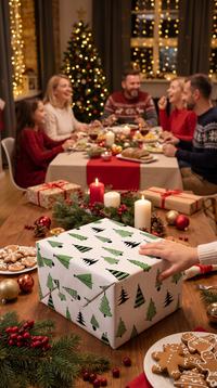 Liebevolles Geschenkpapier Weihnachten 1 Bogen Tannenbaum - süßes Motiv für Weihnachten