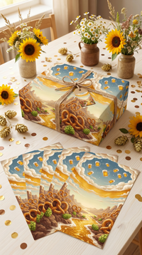 Geschenkpapier 5er Set Bier, Geschenkverpackung DIN A2; Geburtstagskarte mit Umschlag braun