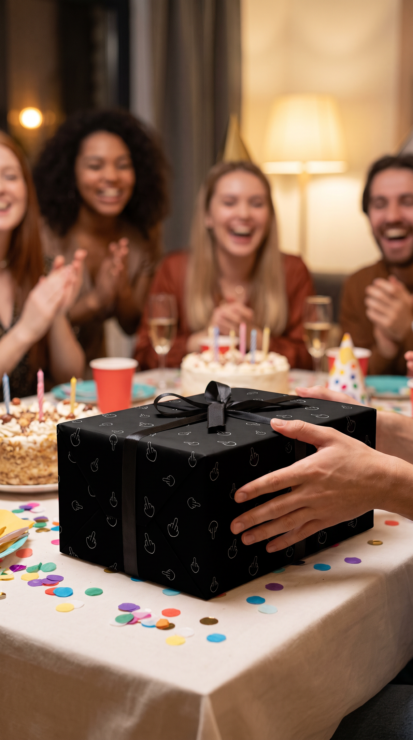 Lustiges Geschenkpapier Bogen Mittelfinger - witziges Motiv zum Geburtstag