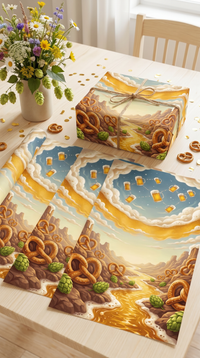 Geschenkpapier 5er Set Bier, Geschenkverpackung DIN A2; Geburtstagskarte mit Umschlag braun