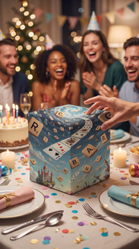 Lustiges Geschenkpapier 1 Bogen Scrabble - witziges Motiv zum Geburtstag