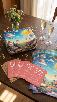 Geschenkpapier 3er Set Lebensfreude 2, Geschenkverpackung DIN A2; Geburtstags-Karte mit Umschlag braun