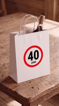 Geschenktüte „Zone 40“ – Lustige Geschenkverpackung zum 40. Geburtstag