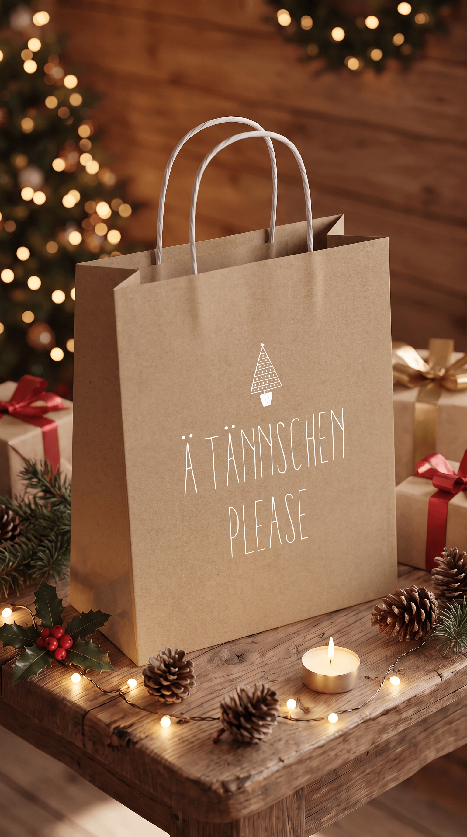 Geschenktüte Weihnachten – Ä Tännschen Please | Kraftpapier mit Tanne