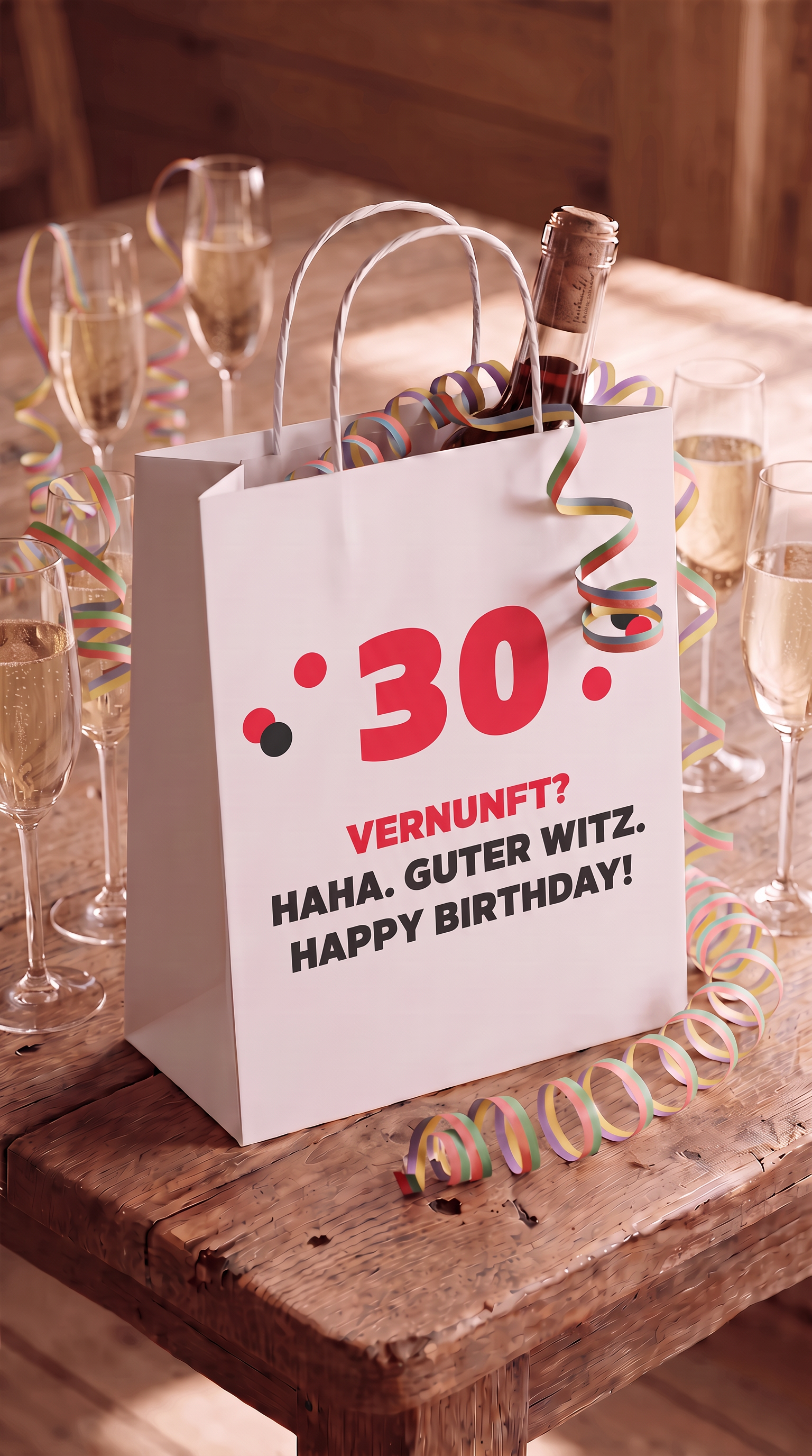 Geschenktüte Geburtstag – 30 | Vernunft? Haha. Guter Witz.