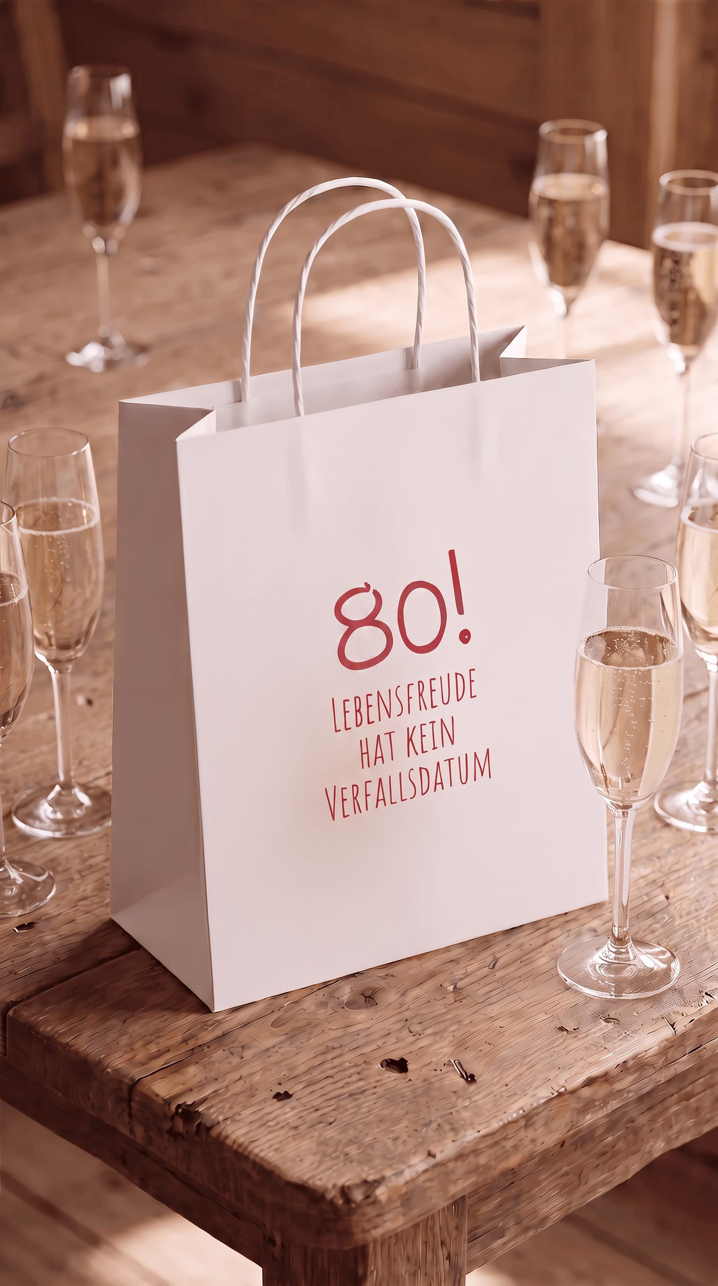 Geschenktüte „Lebensfreude 80“ – Besondere Geschenkverpackung zum 80. Geburtstag