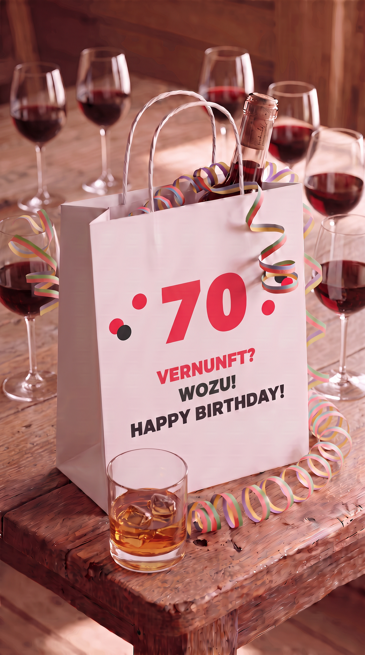 Geschenktüte Geburtstag – 70 | Alt genug für Vernunft. Aber wozu?