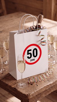 Geschenktüte "Zone 50" – Lustige Geschenktasche zum 50. Geburtstag