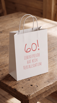 Geschenktüte "Lebensfreude 60" – Geschenktasche zum 60. Geburtstag