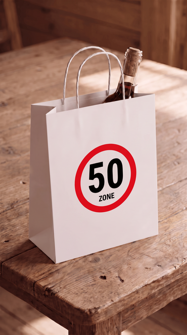 Geschenktüte "Zone 50" – Lustige Geschenktasche zum 50. Geburtstag
