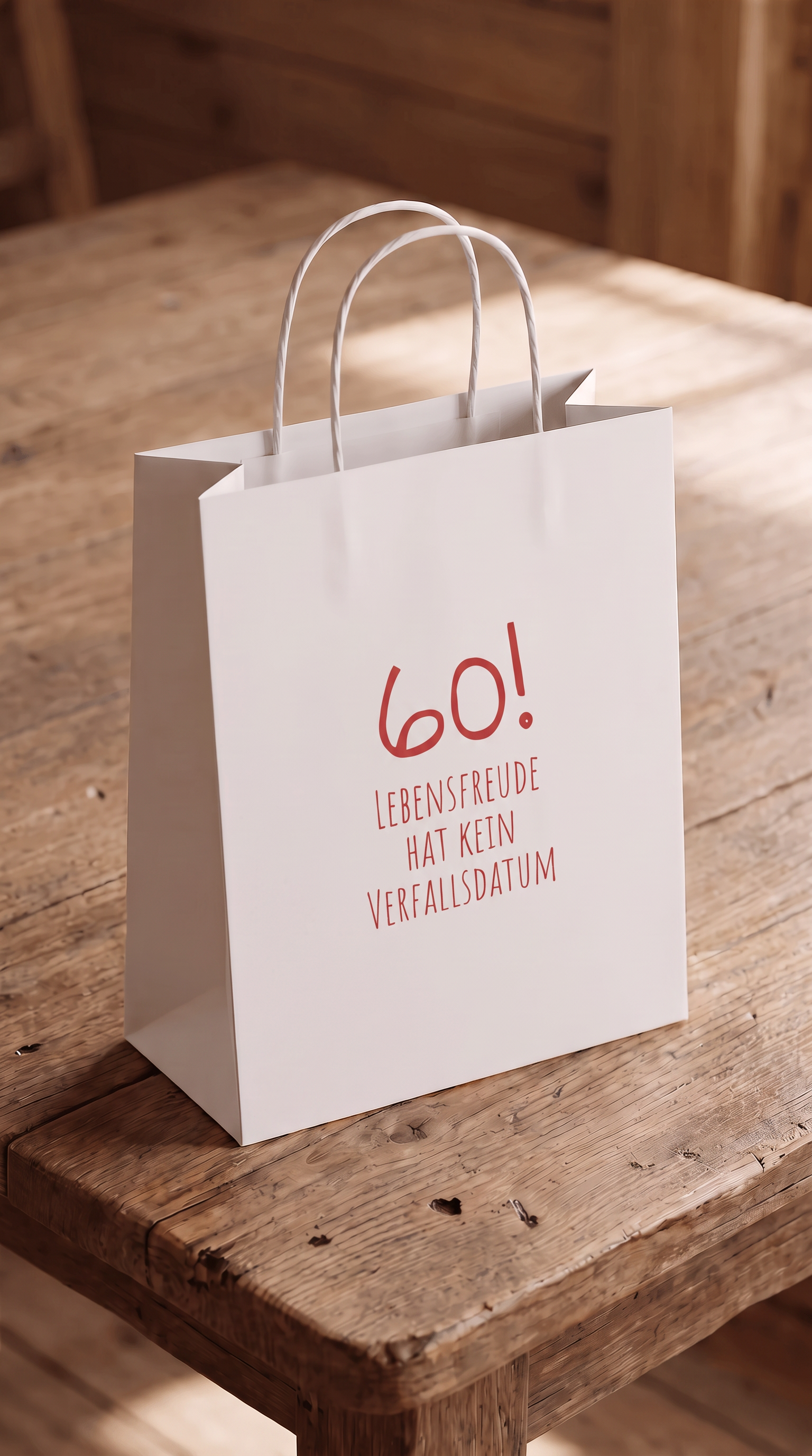 Geschenktüte "Lebensfreude 60" – Geschenktasche zum 60. Geburtstag