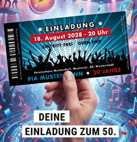 Einladung zum 50. Geburtstag: Ticket - Individuelle Einladung