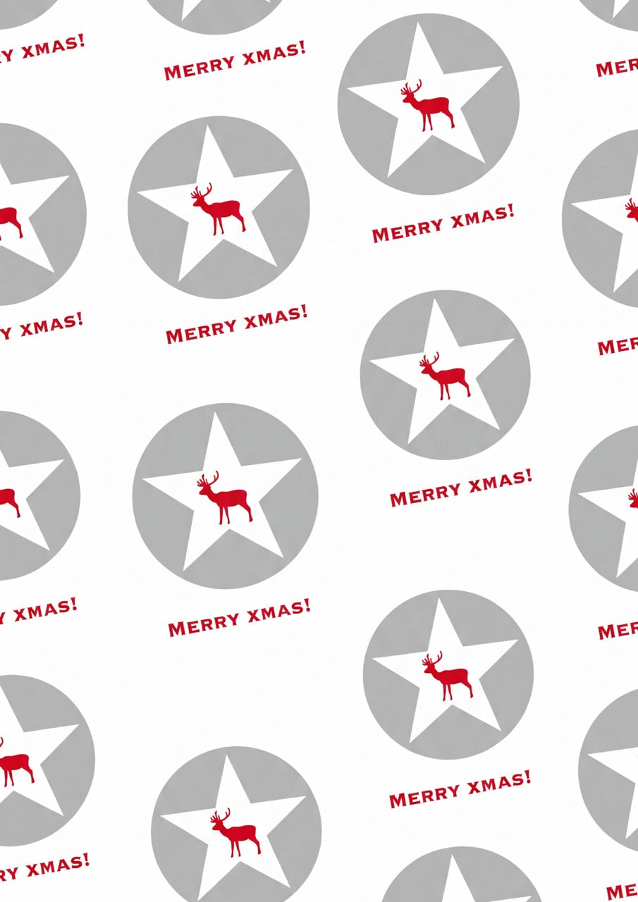 Liebevolles Geschenkpapier Weihnachten Set 5 Bögen Merry Xmas - cleanes Motiv für Weihnachten