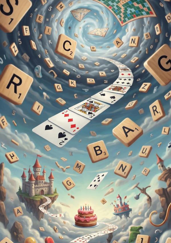 Geschenkpapier Scrabble – witziges Motiv zum runden Geburtstag