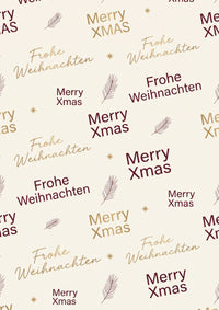 Elegantes Geschenkpapier Weihnachten Set 5 Bögen Elegante Typographie  - Motiv für Weihnachten