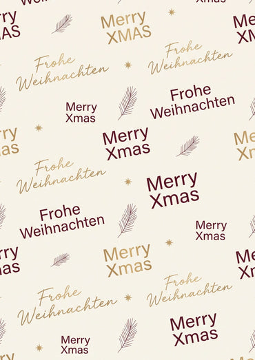Elegantes Geschenkpapier Weihnachten Set 5 Bögen Elegante Typographie  - Motiv für Weihnachten - Individuelle Einladung