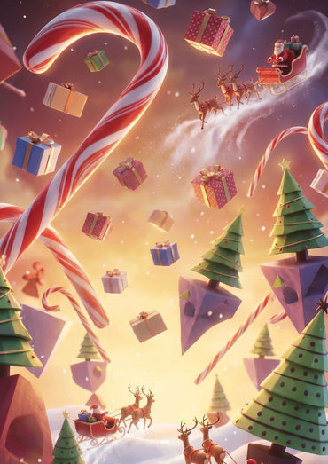 Tolles Geschenkpapier Weihnachten Set 5 Bögen Santa´s Gravity  - Motiv für Weihnachten - Individuelle Einladung