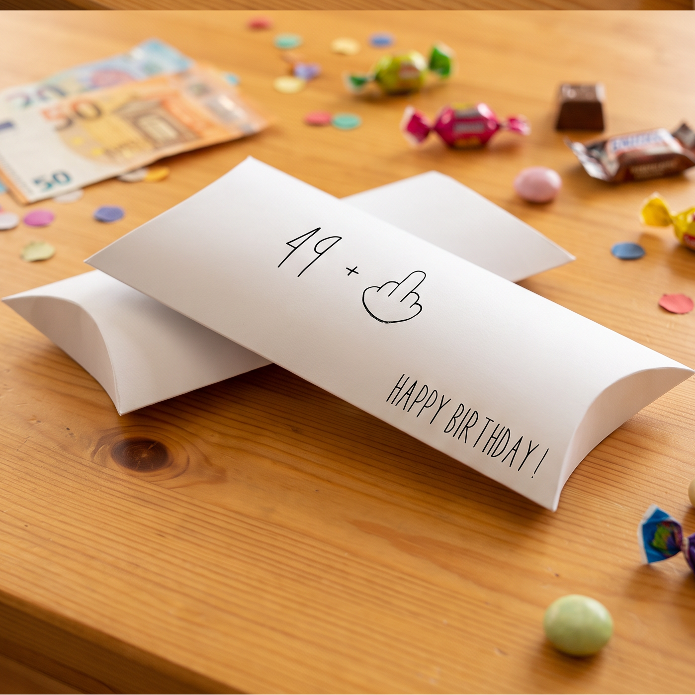 Lustige Geldgeschenkverpackung – 49+ Mittelfinger zum 50. Geburtstag