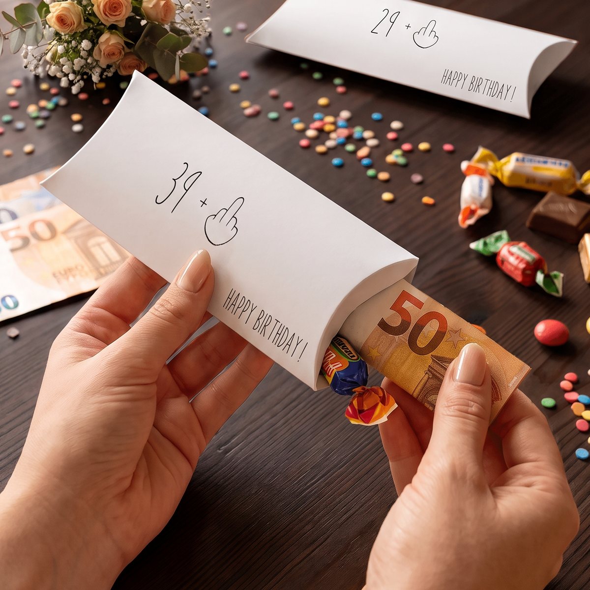 Lustige Geldgeschenkverpackung – 39+ Mittelfinger zum 40. Geburtstag