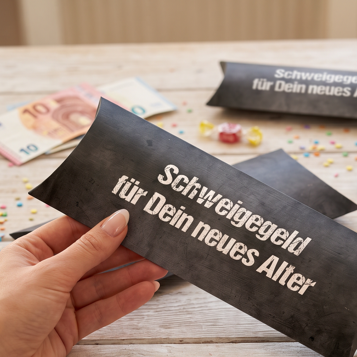 Lustige Geldgeschenkverpackung – Schweigegeld | Schiefer Optik