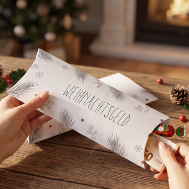 Geldgeschenk Verpackung Weihnachten – Weihnachtsgeld | Weiß