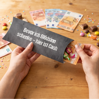 Lustige Geldgeschenkverpackung – Bevor ich Blödsinn schenke, hier ist Cash | Schiefer Optik