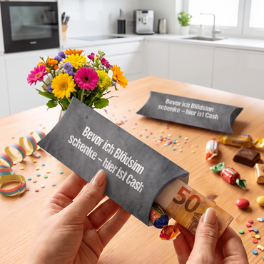Lustige Geldgeschenkverpackung – Bevor ich Blödsinn schenke, hier ist Cash | Schiefer Optik