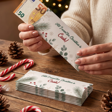 Geldgeschenk Verpackung Weihnachten – All I Want for Christmas Is Cash | Beige