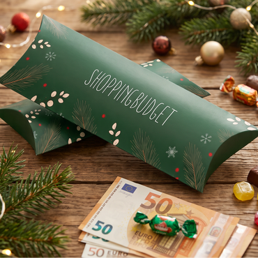 Geldgeschenk Verpackung Weihnachten – Shoppingbudget | Grün