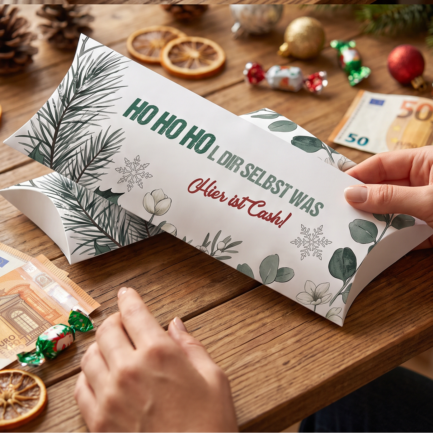 Geldgeschenk Verpackung Weihnachten – Ho Ho Hol dir selbst was | Hier ist Cash
