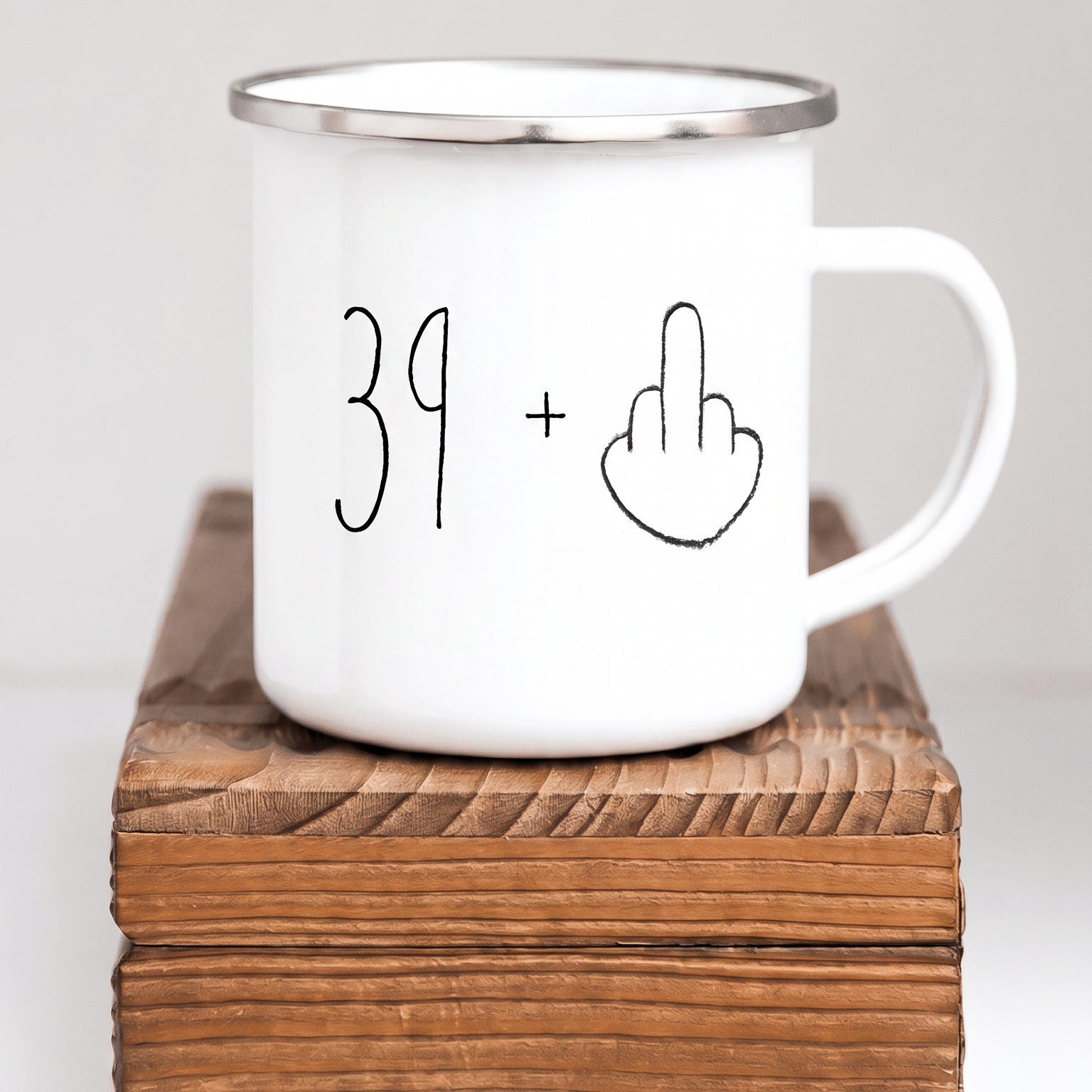 Lustige Emaille Tasse 40 Geburtstag Mittelfinger, Witziges Geschenk 40er Spruch, Personalisierte Retro Kaffeetasse 39+ Becher Büro