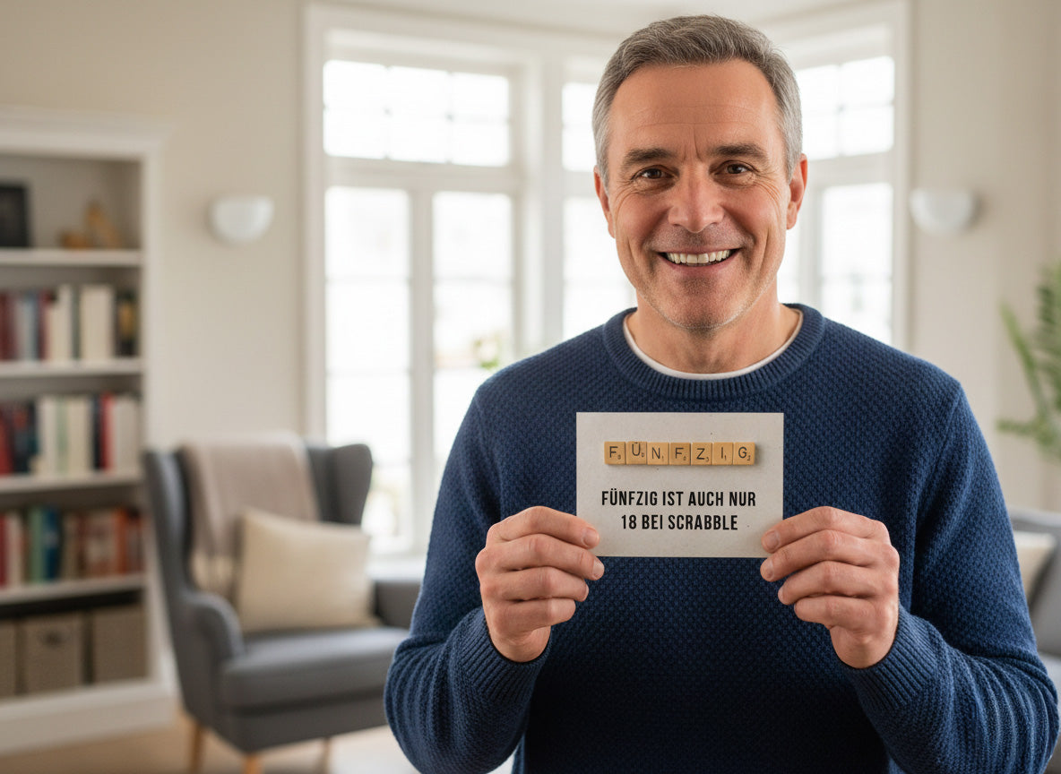 Einladung zum 50. Geburtstag: Scrabble