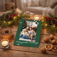 Weihnachtskarte personalisiert – „Magische Momente“ mit Foto grün