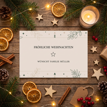 Weihnachtskarte personalisiert – „Festtagsgrün“