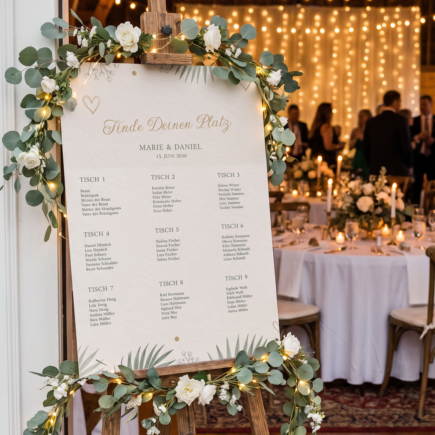 Sitzplan Hochzeit „Botanical“ – Personalisierter Sitzplan DIN A2