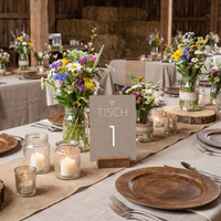 Tischkarten Hochzeit „Rustikal“ – Tischnummern passend zum Sitzplan