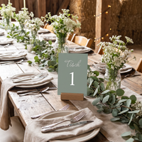 Tischkarten Hochzeit „Olive“ – Tischnummern passend zum Sitzplan